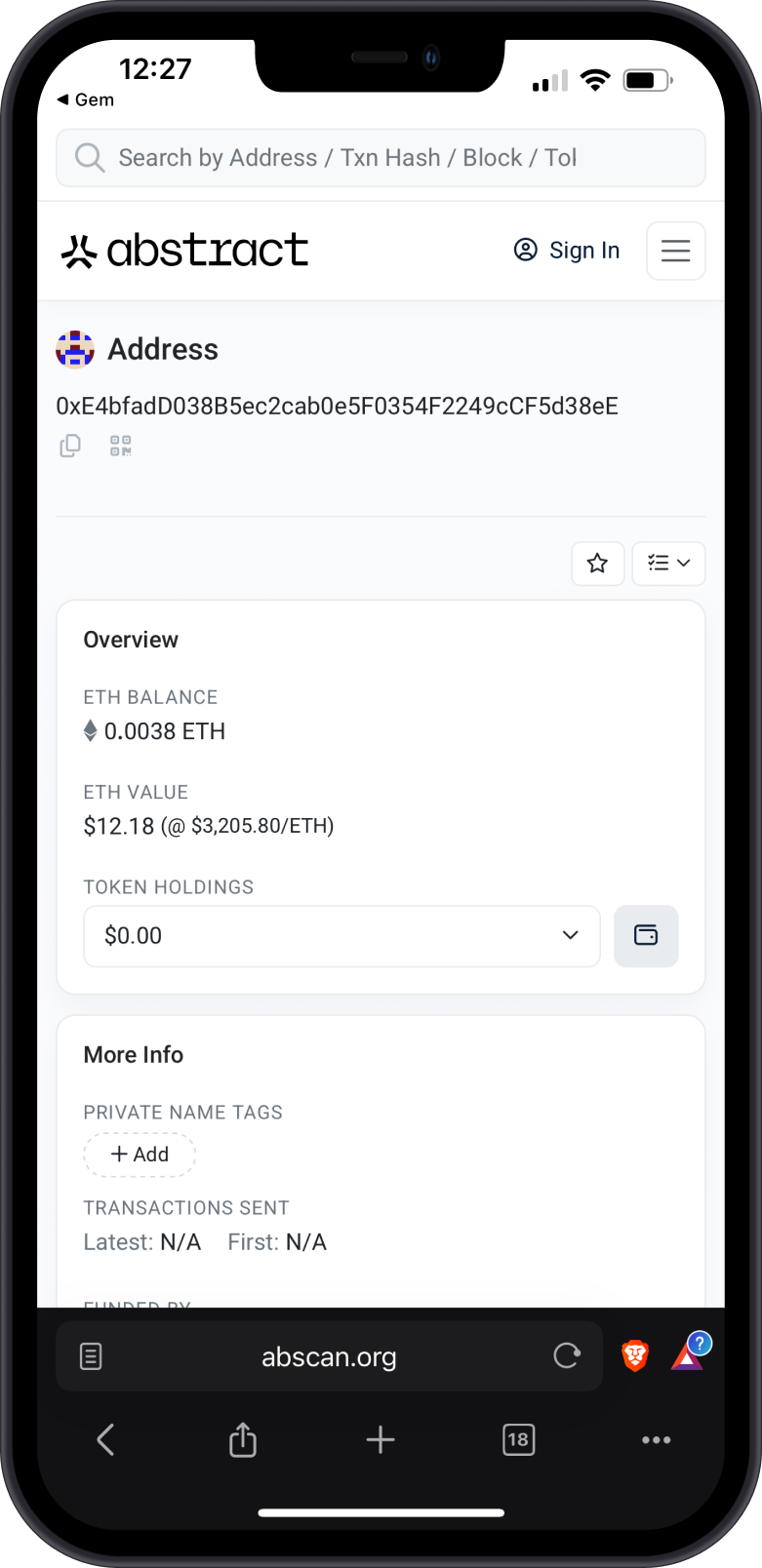 View Balance on Abscan