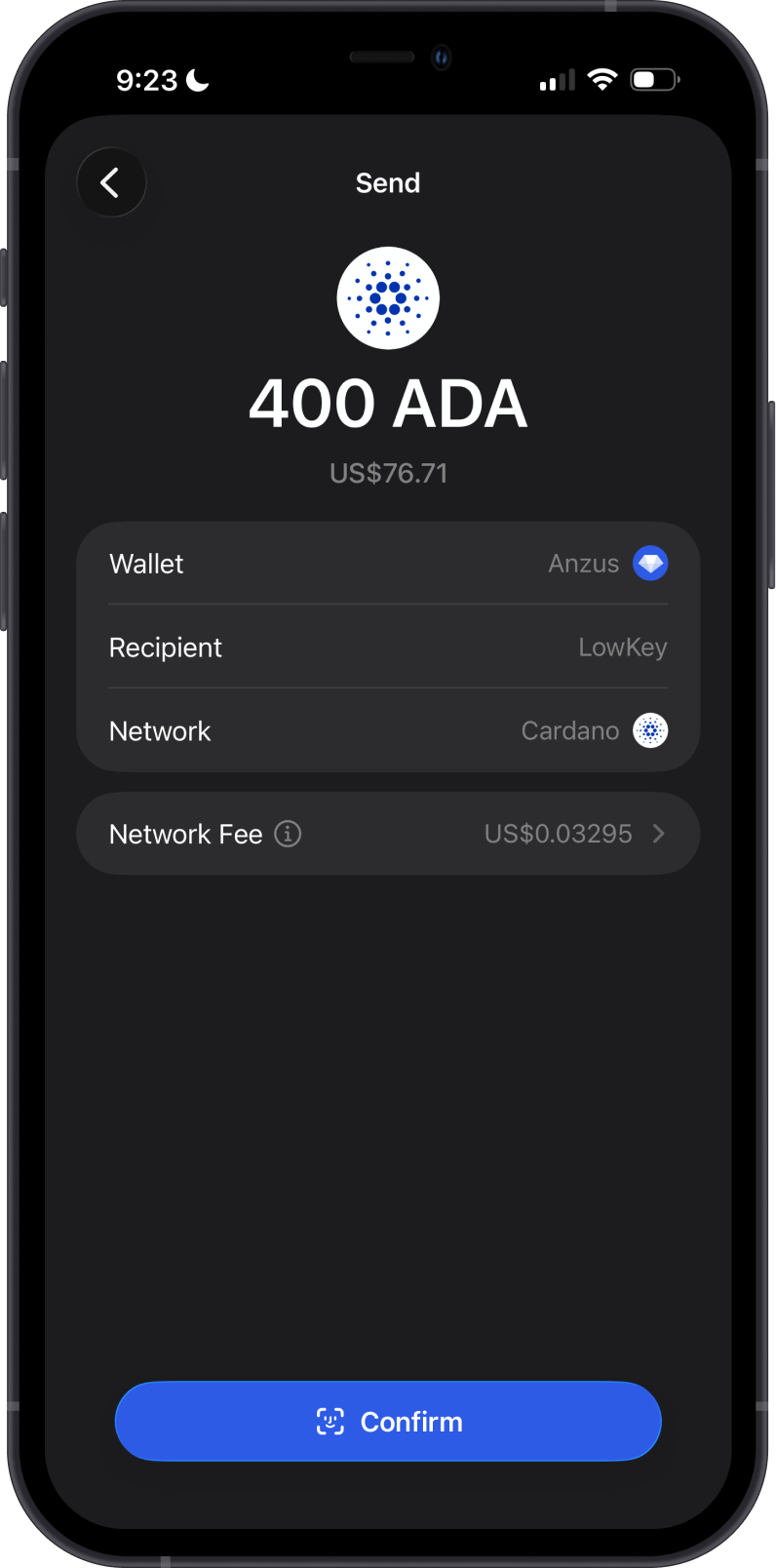 Confirm Cardano Transaction