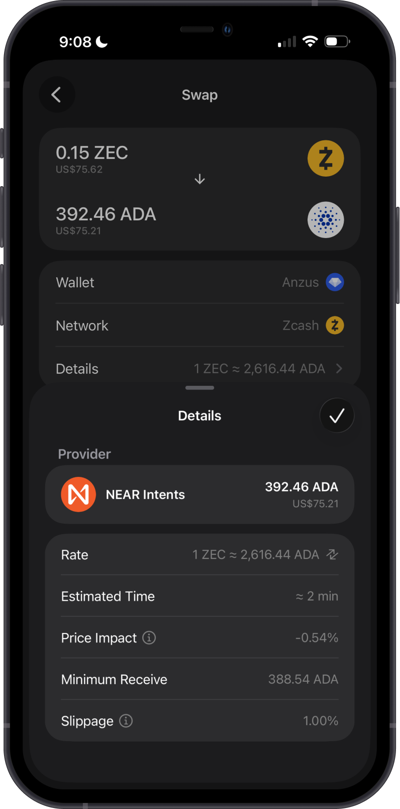 Review Zcash to Cardano Swap