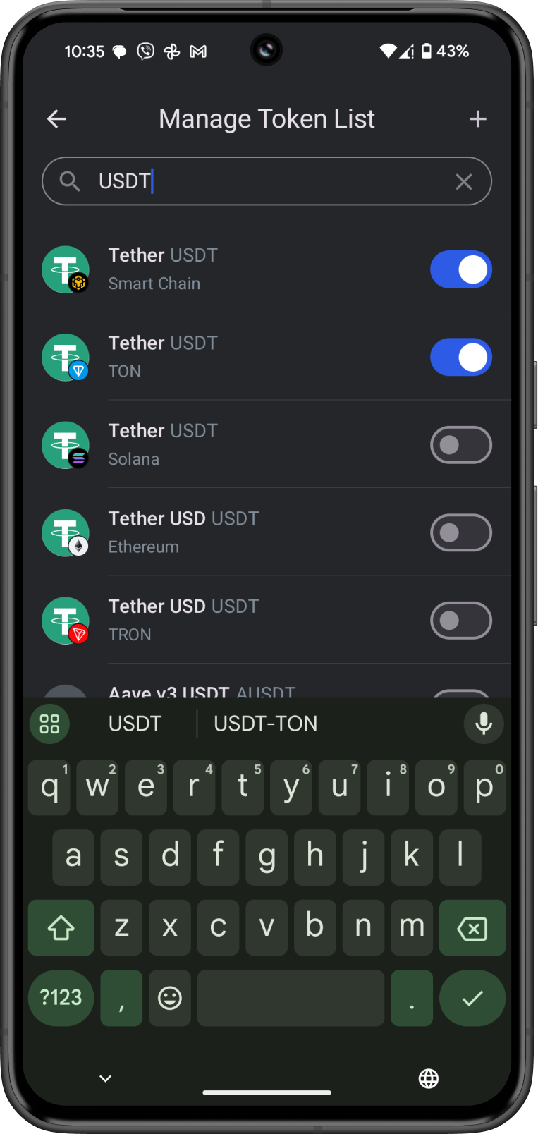 Enable Token via Toggle