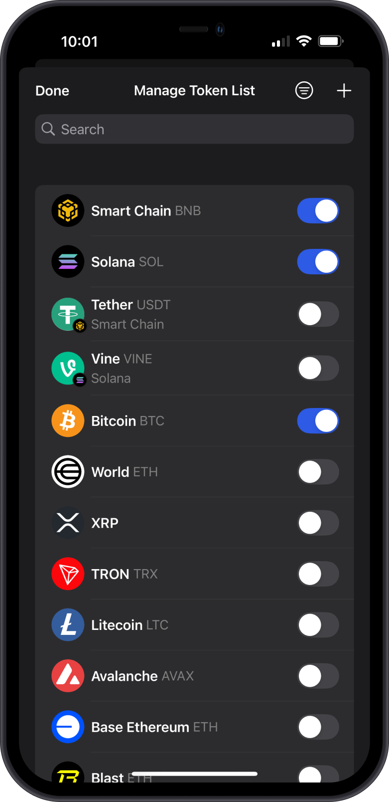 Manage Token List