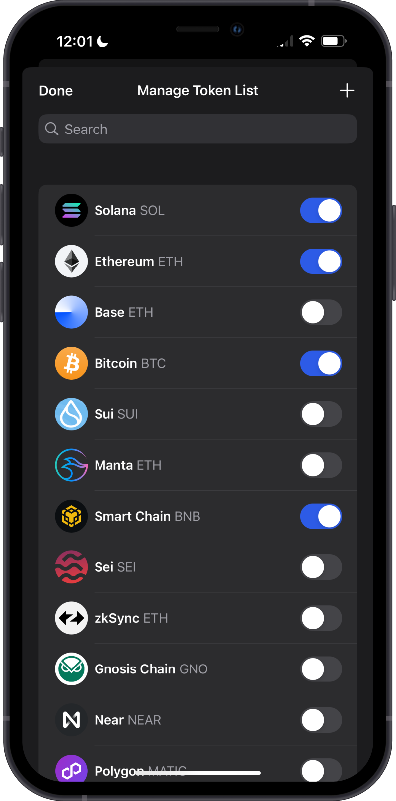 Manage Token List