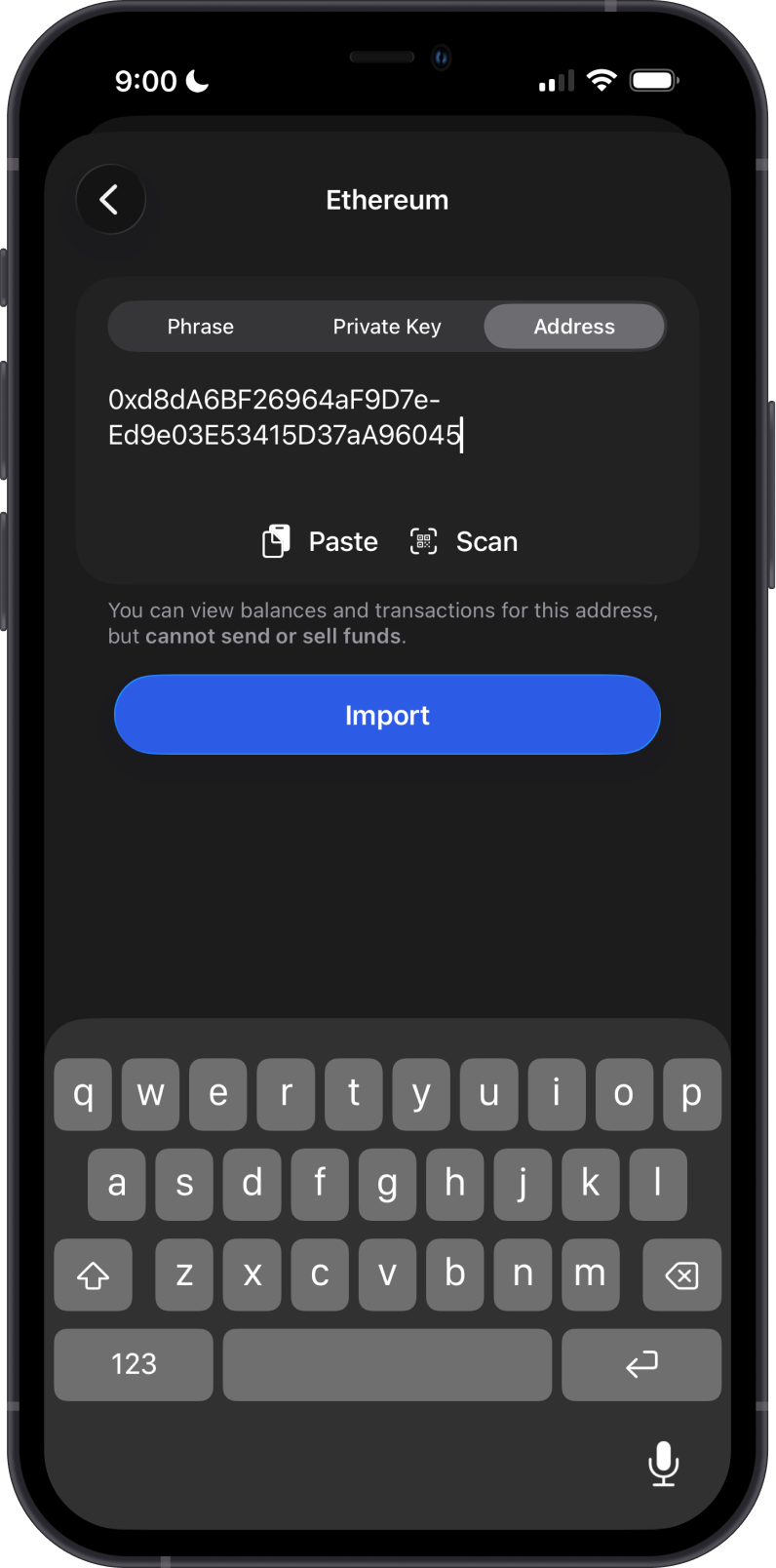 Enter or scan an Ethereum address