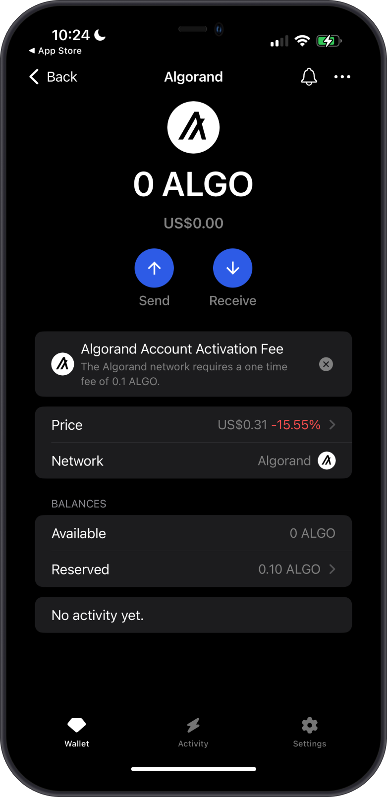 ALGO Wallet on Gem Wallet