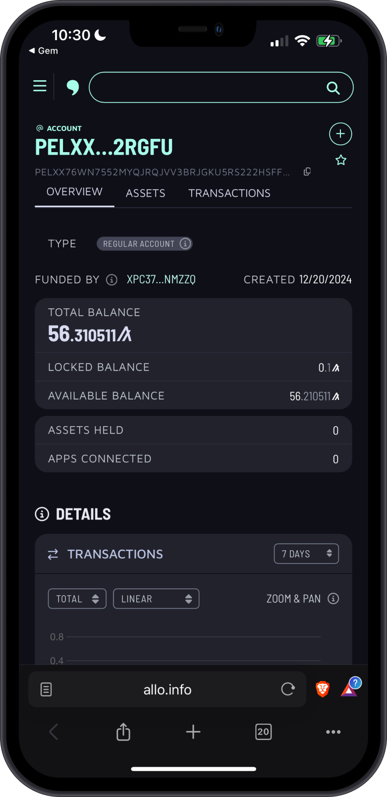 View ALGO Balance on Allo