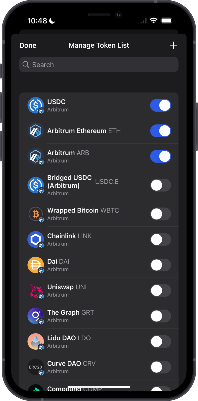 ARB ERC20 Tokens on GEM Wallet