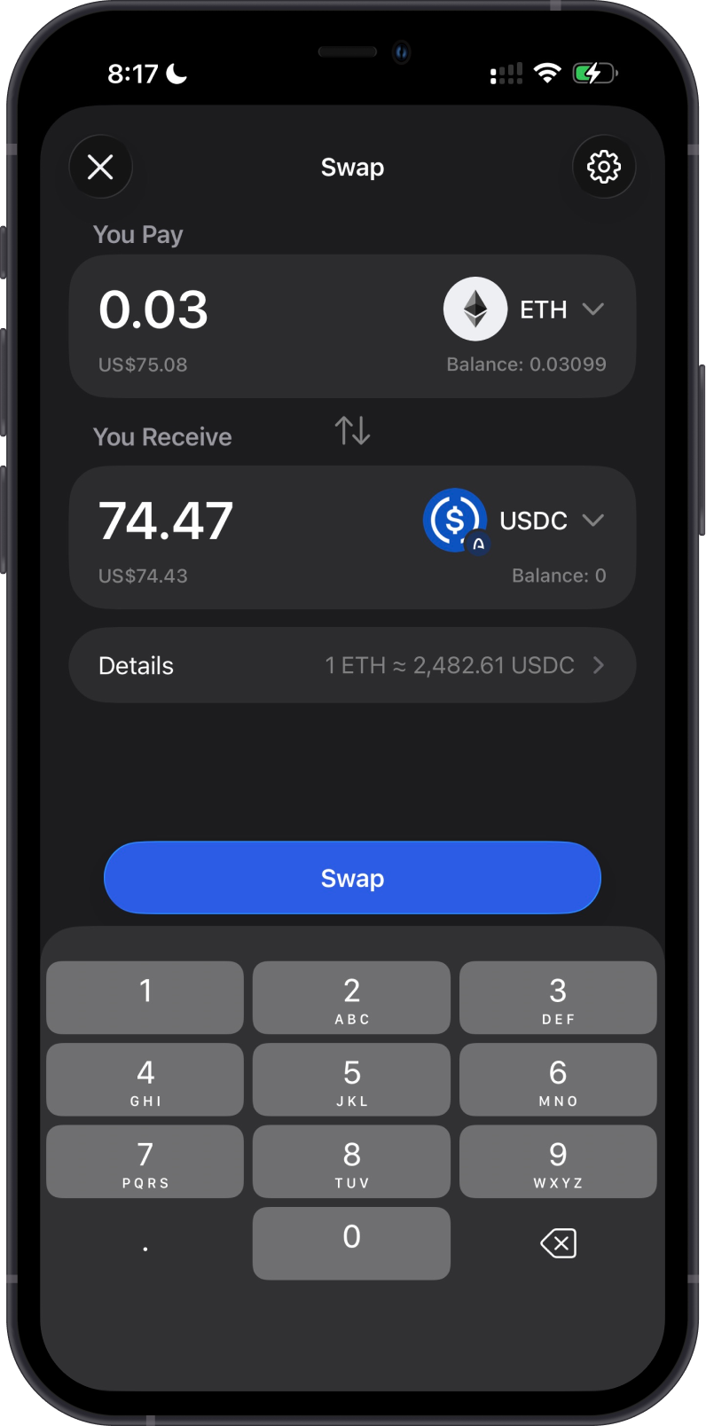 Cross-chain swap from Ethereum to Arc USDC