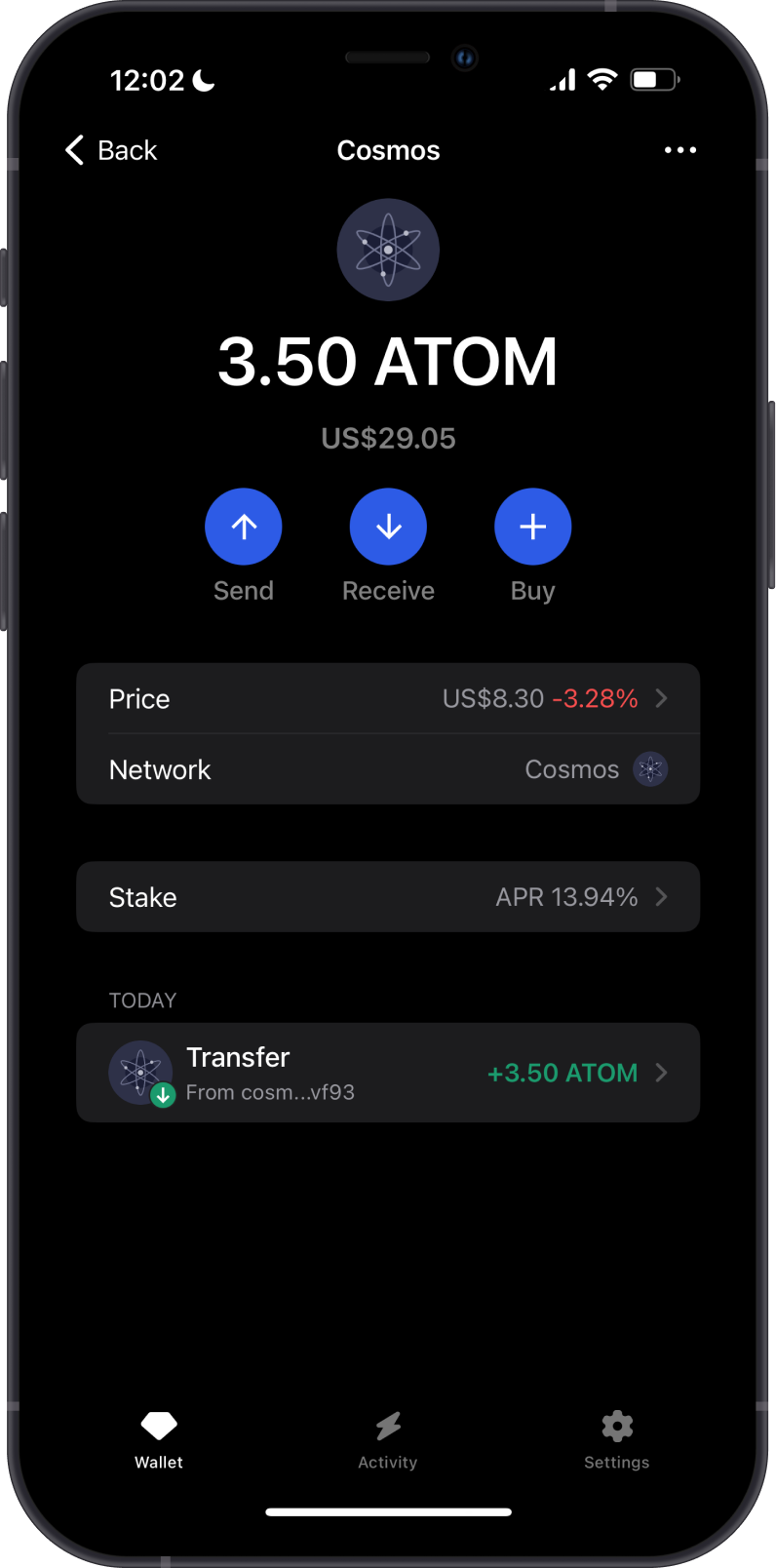 ATOM on Gem Wallet