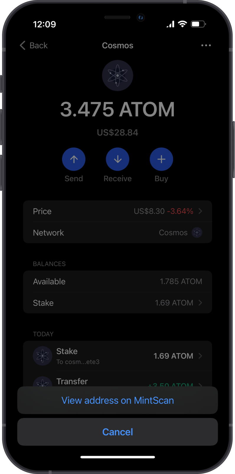 View ATOM Balance on Gem Wallet