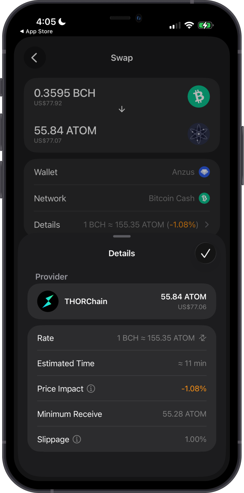 Review Bitcoin Cash to Cosmos Swap