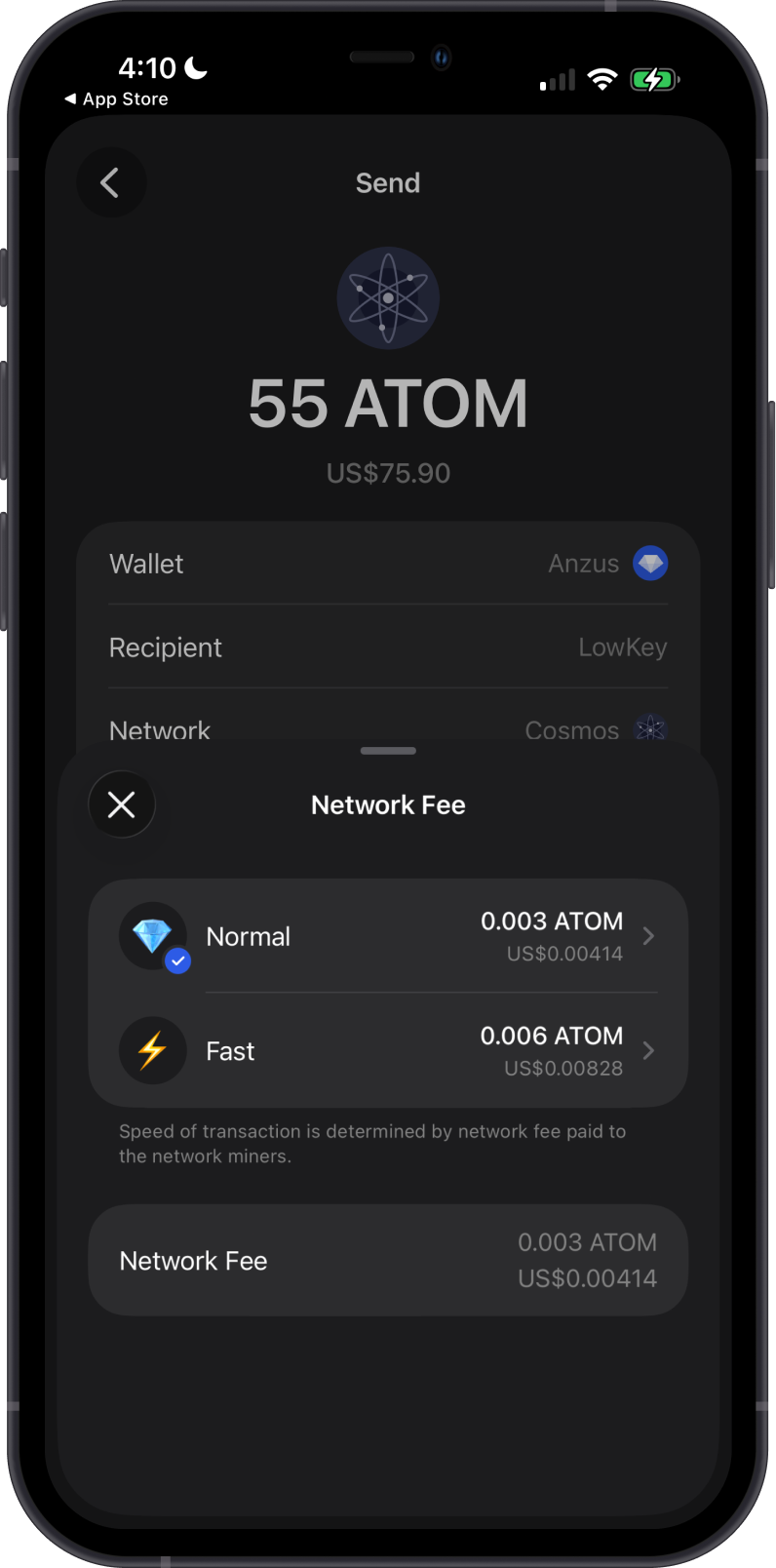 Choose a Cosmos Network Fee