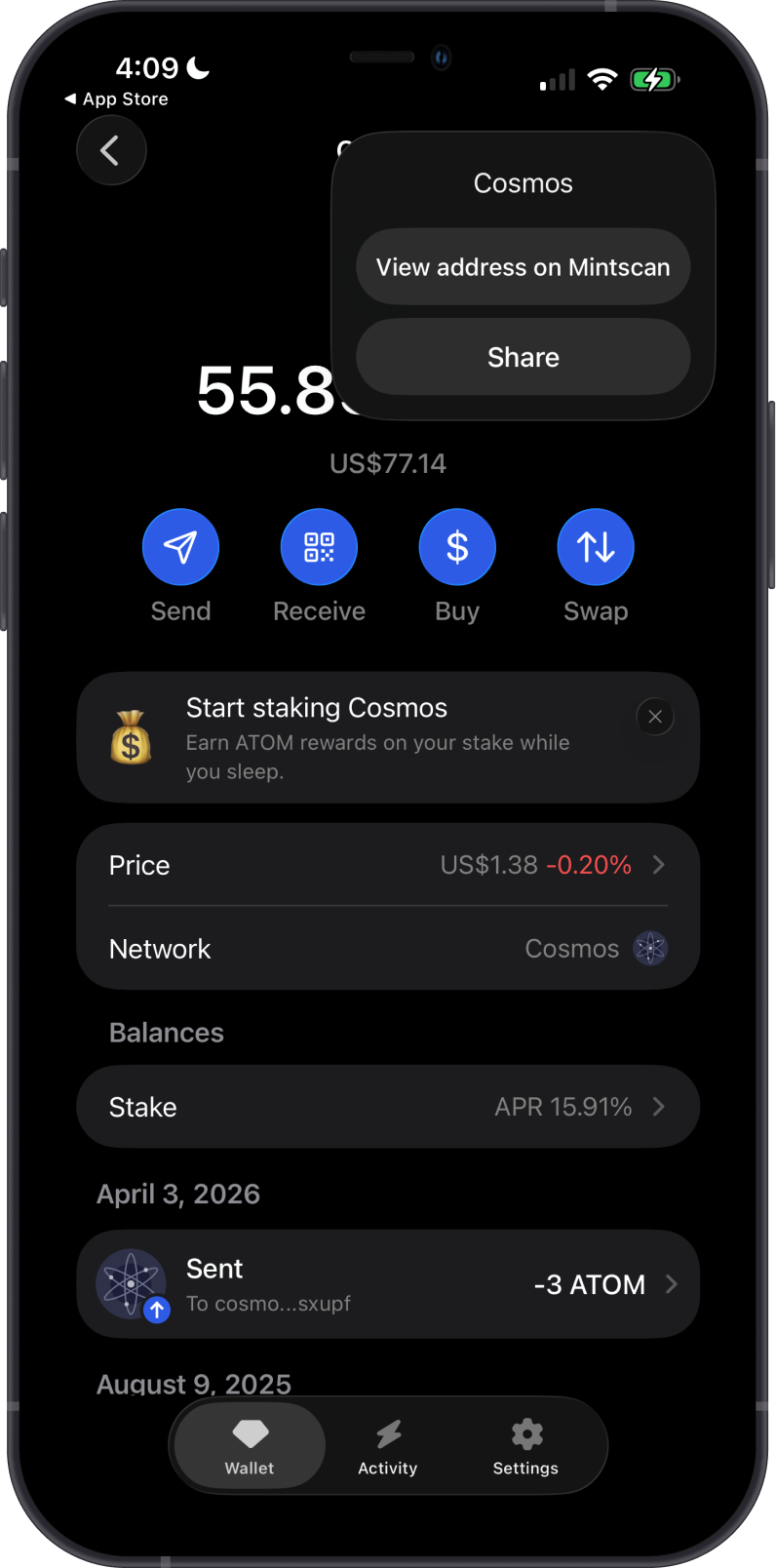 Open Cosmos Address on Mintscan
