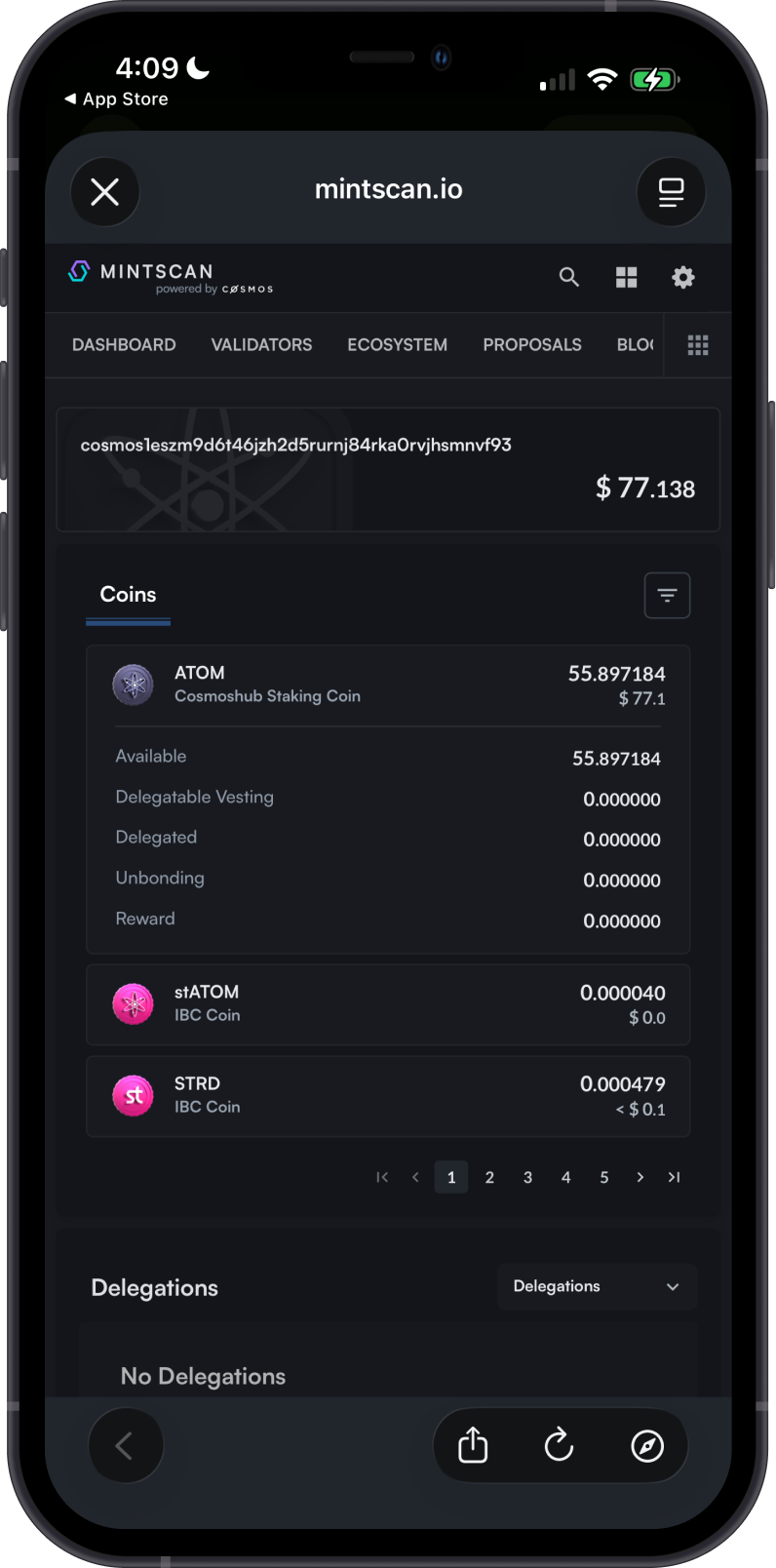 Check Cosmos Balance on Mintscan
