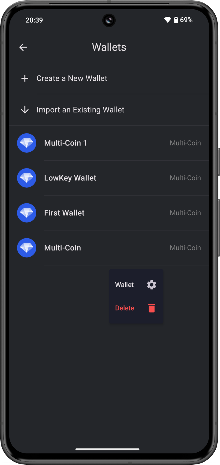 Choose Wallet to Backup