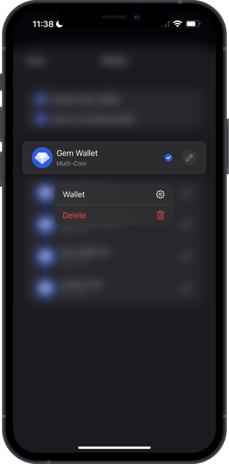 Tap and Hold Wallet to Backup