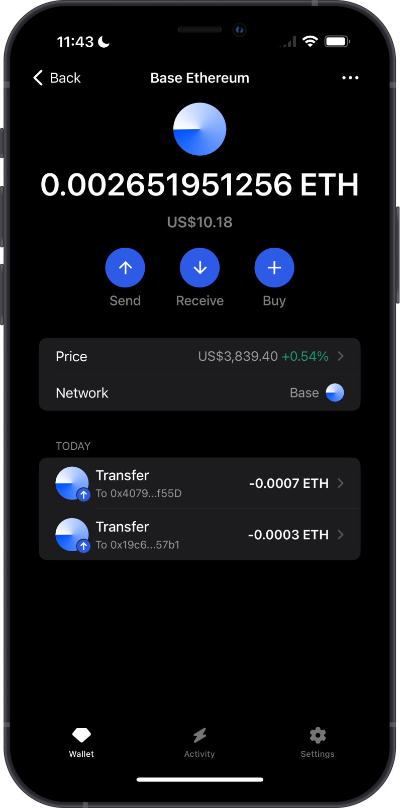 Base ETH on Gem Wallet