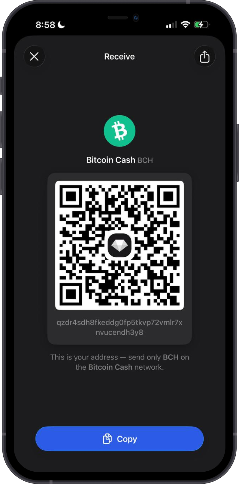 Receive Bitcoin Cash with Gem Wallet