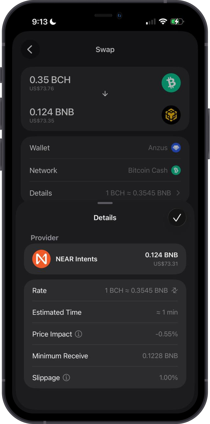 Review Bitcoin Cash to BNB Swap