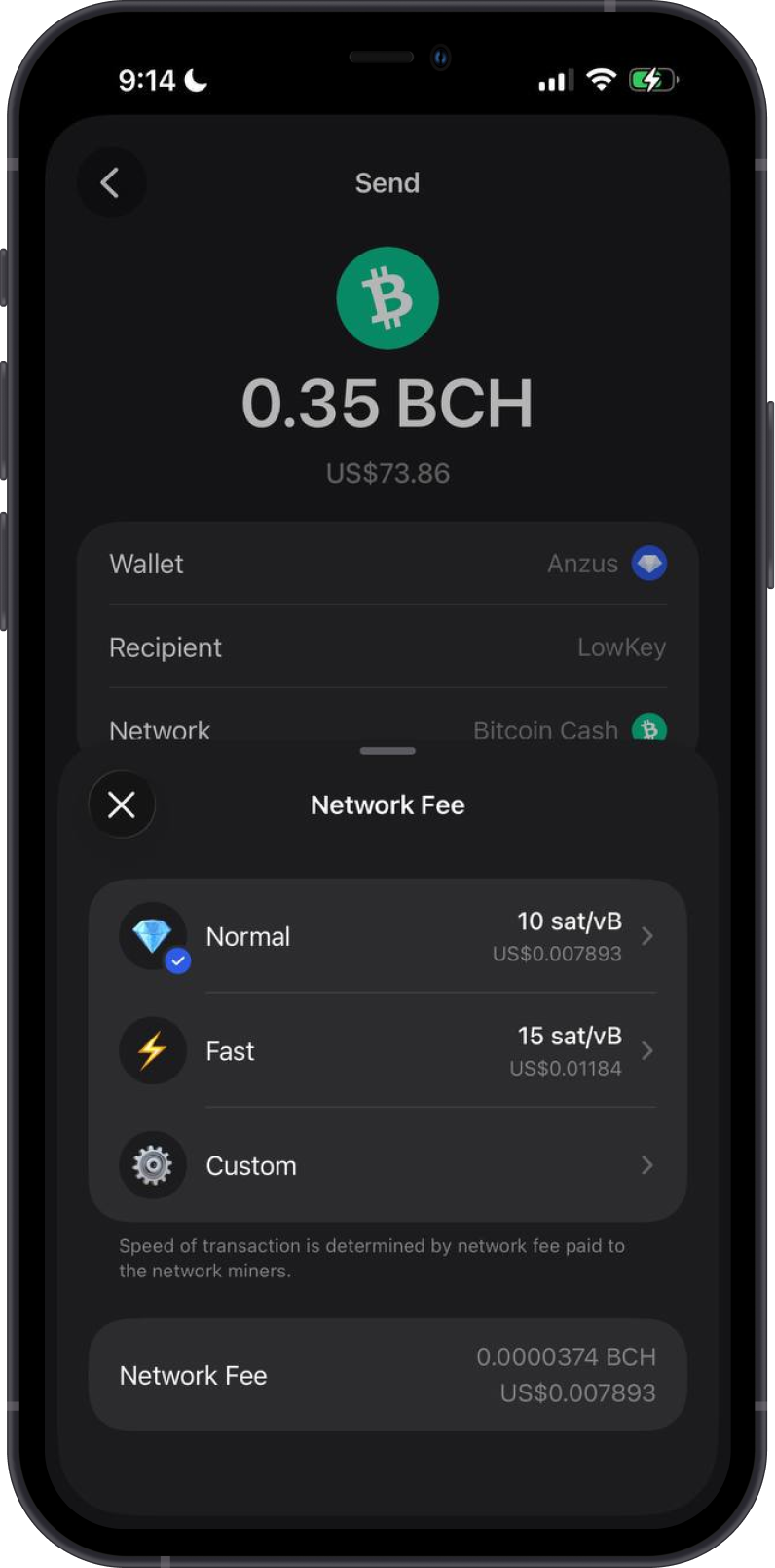 Choose a Bitcoin Cash Network Fee