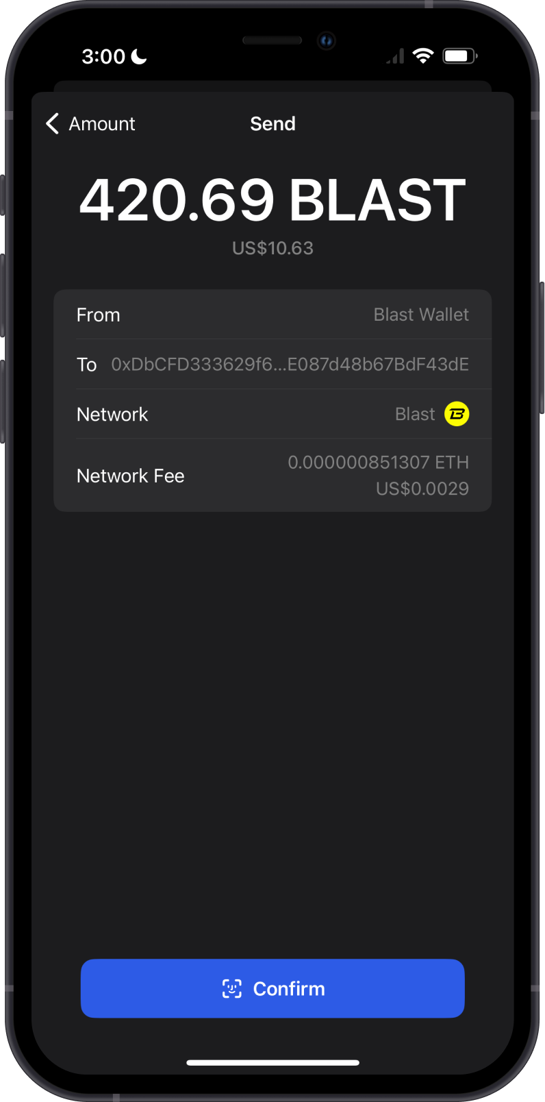 Send BLAST on GEM Wallet