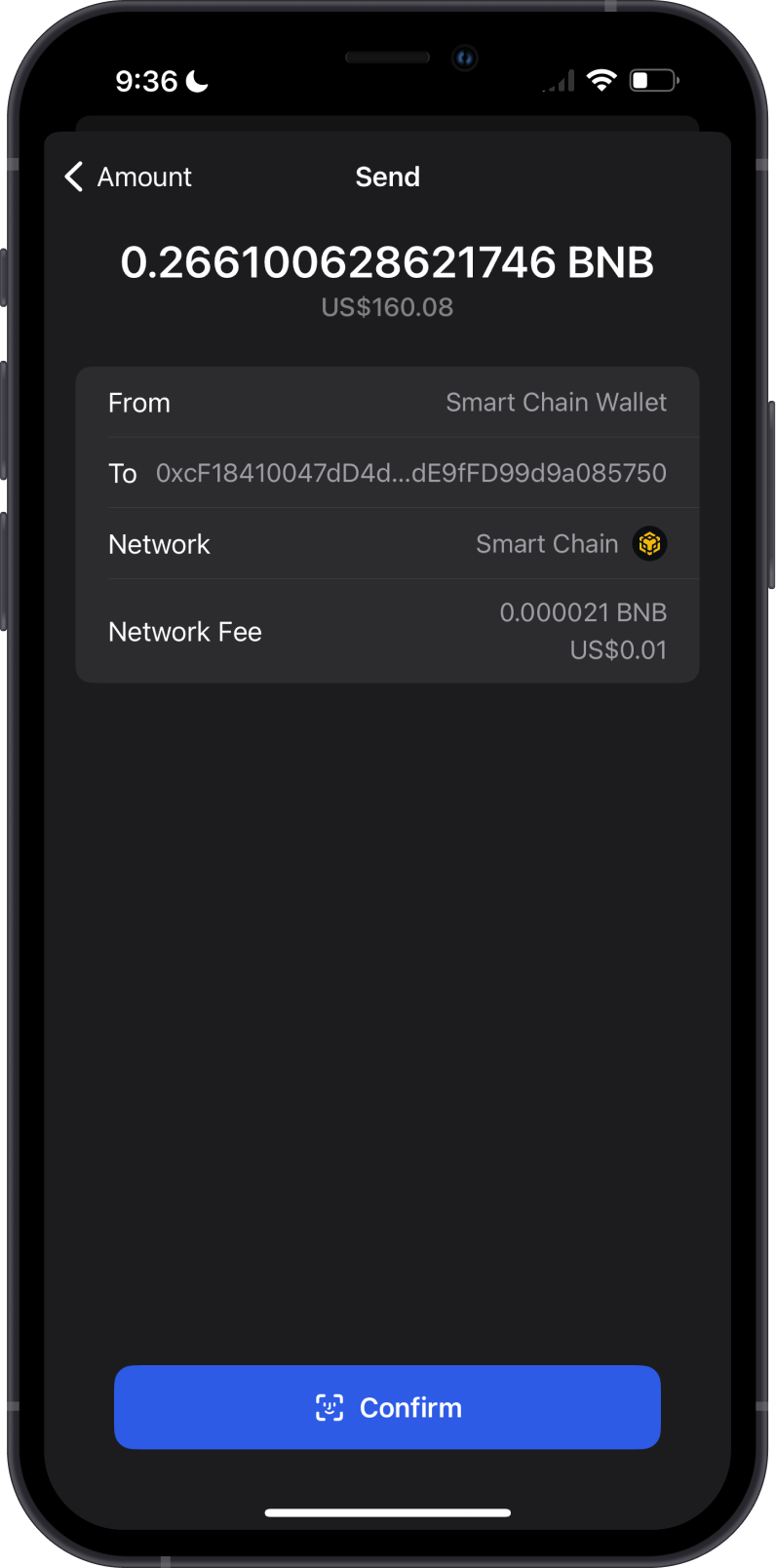 Send BNB Transaction Fee