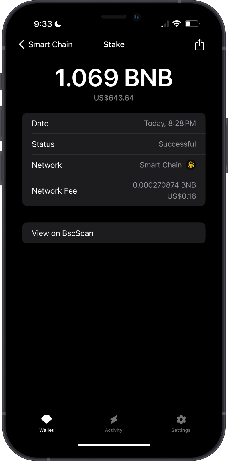 View BNB Transaction on Gem Wallet