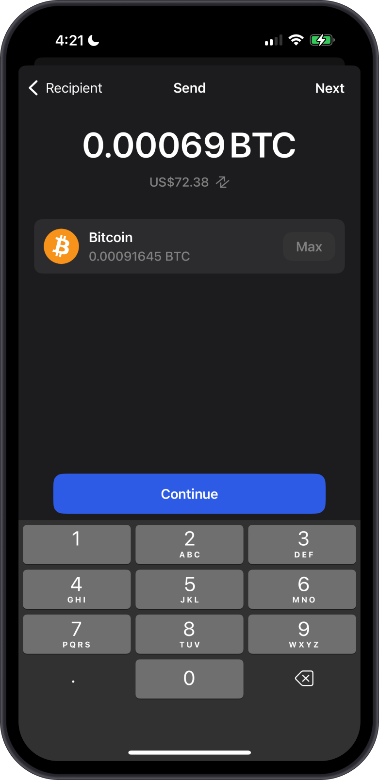 Input Bitcoin Amount