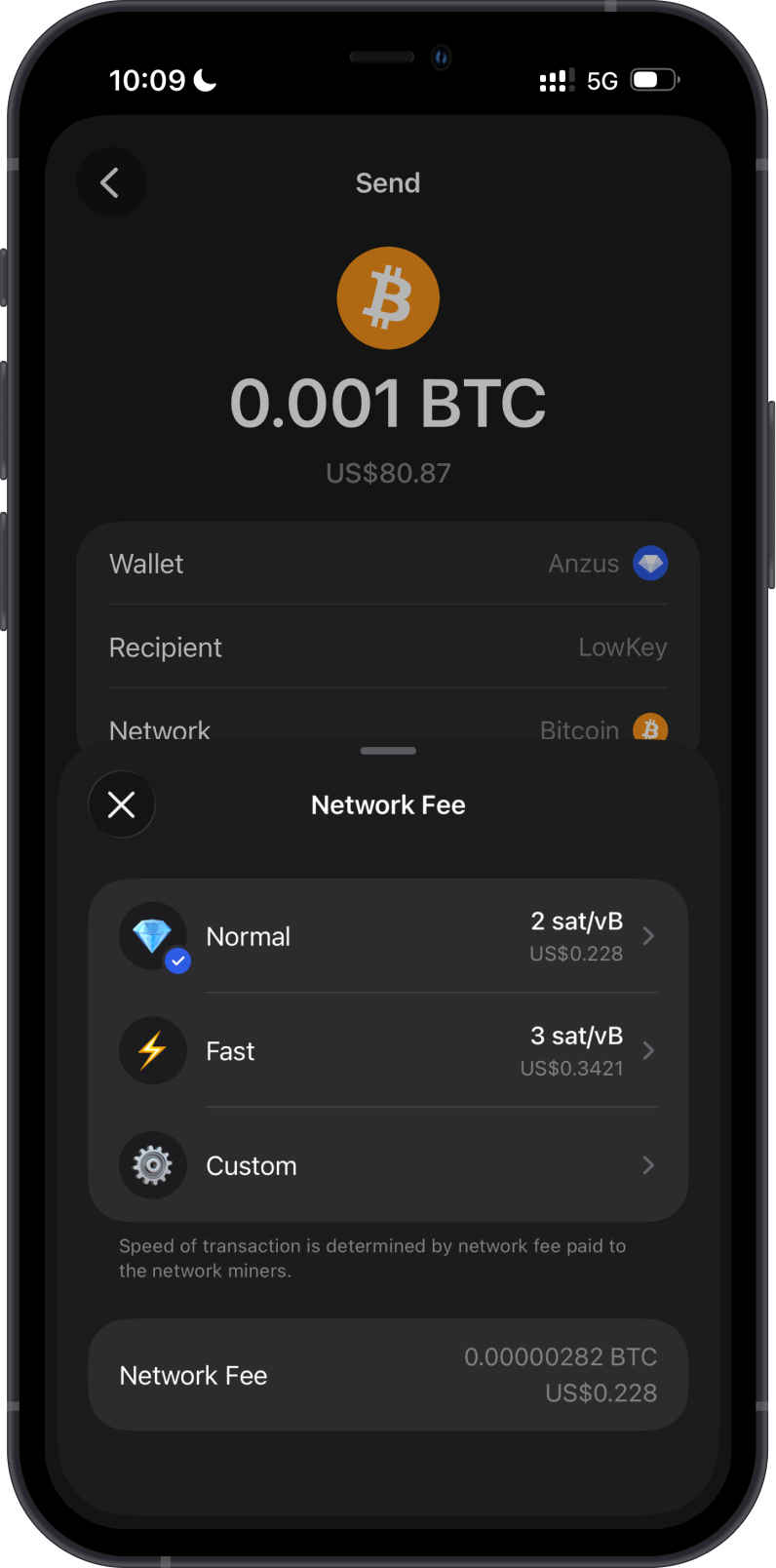 Choose a Bitcoin network fee rate