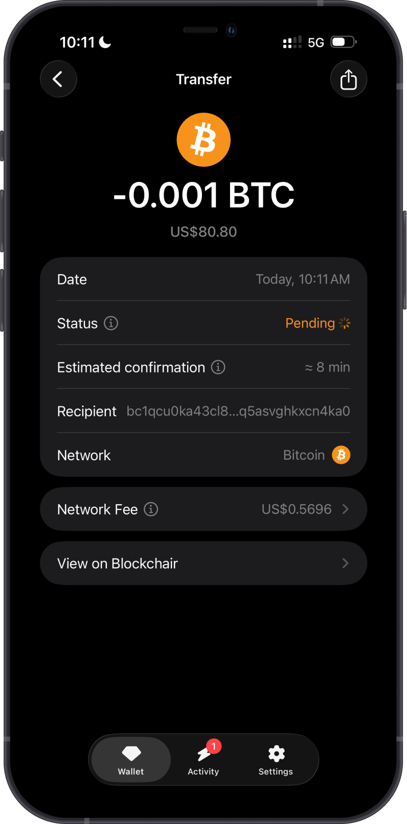 Pending Bitcoin Transaction