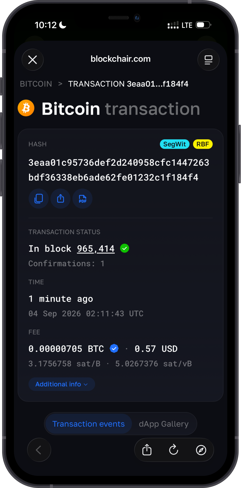 Verify the Bitcoin Fee on Blockchair