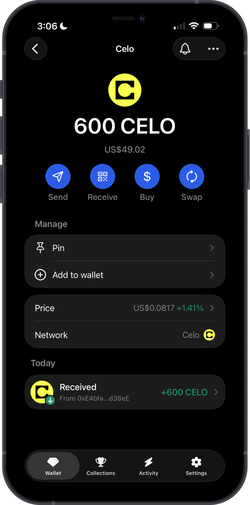 Celo on Gem Wallet