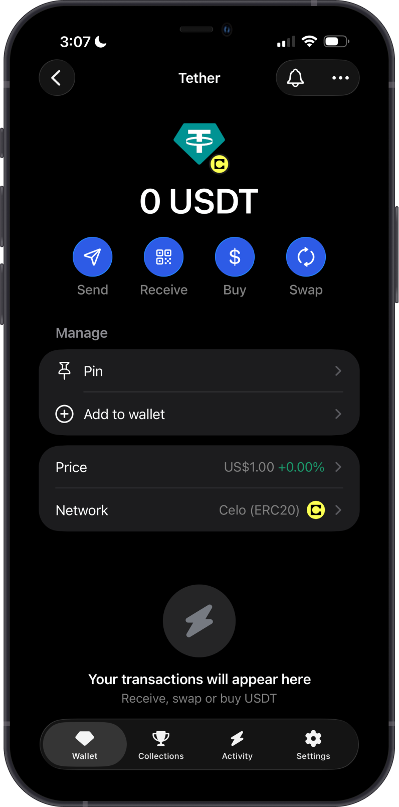 USDT on CELO-ERC20 on Gem Wallet
