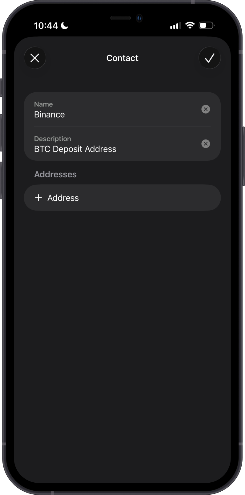 Enter contact details
