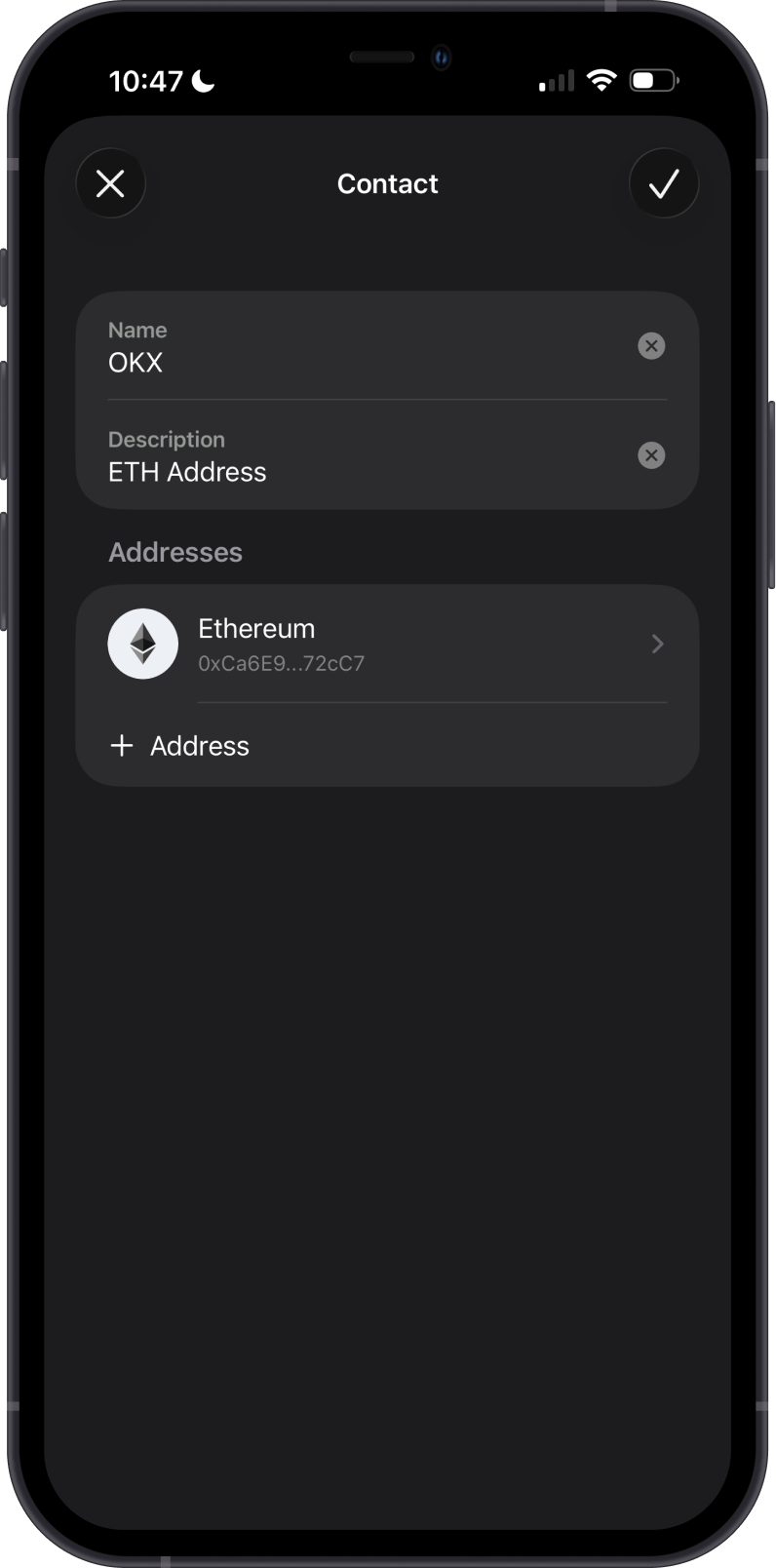 Review the ETH contact details