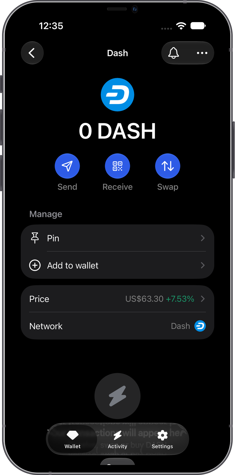 Add Dash to a wallet