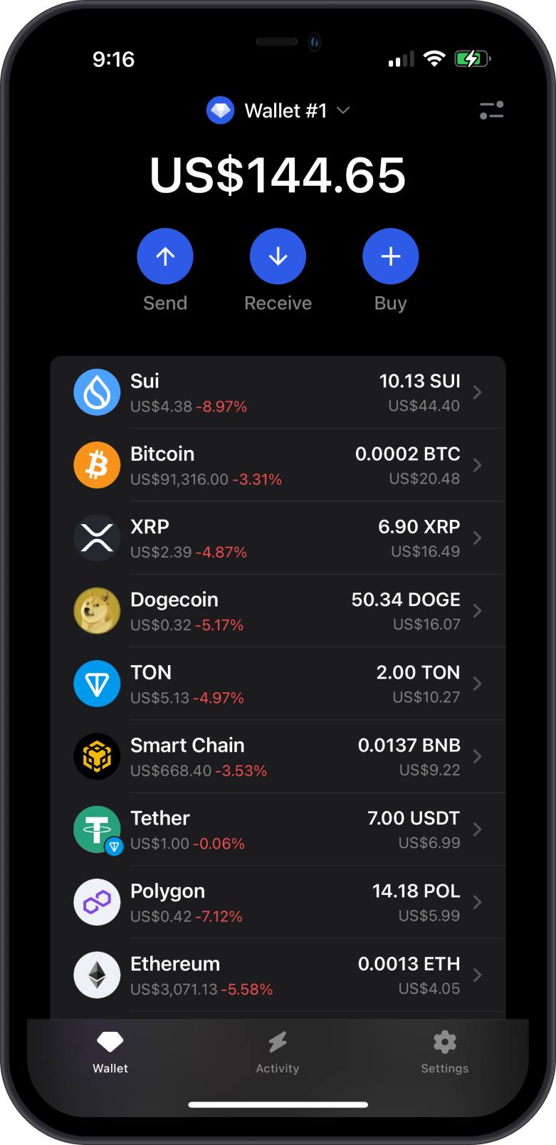 Main Wallet Screen