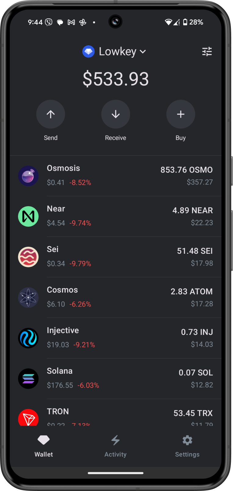 Main Wallet Screen