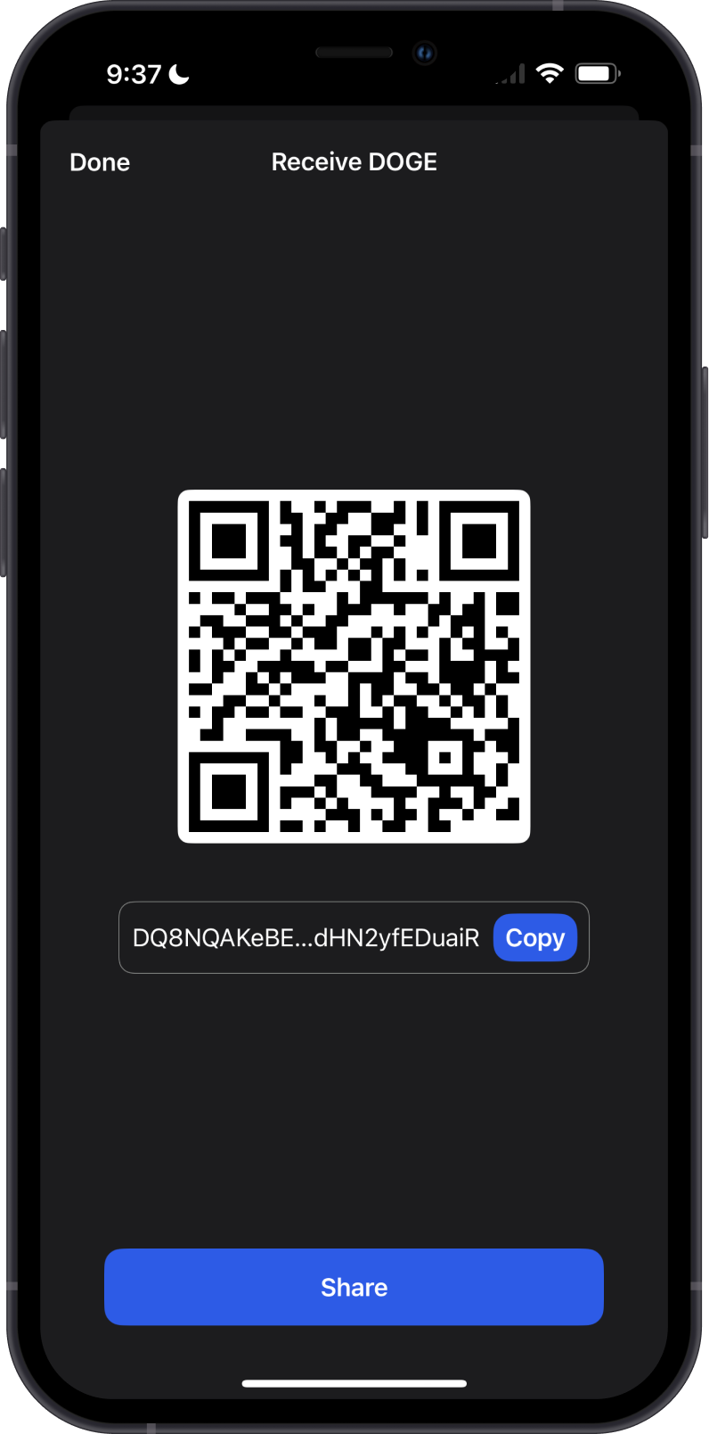 Receive Dogecoin on Gem Wallet