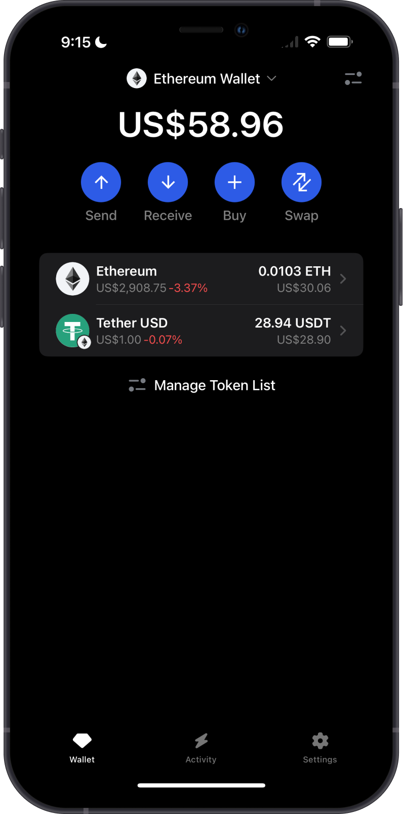 Ethereum and USDT-ERC20