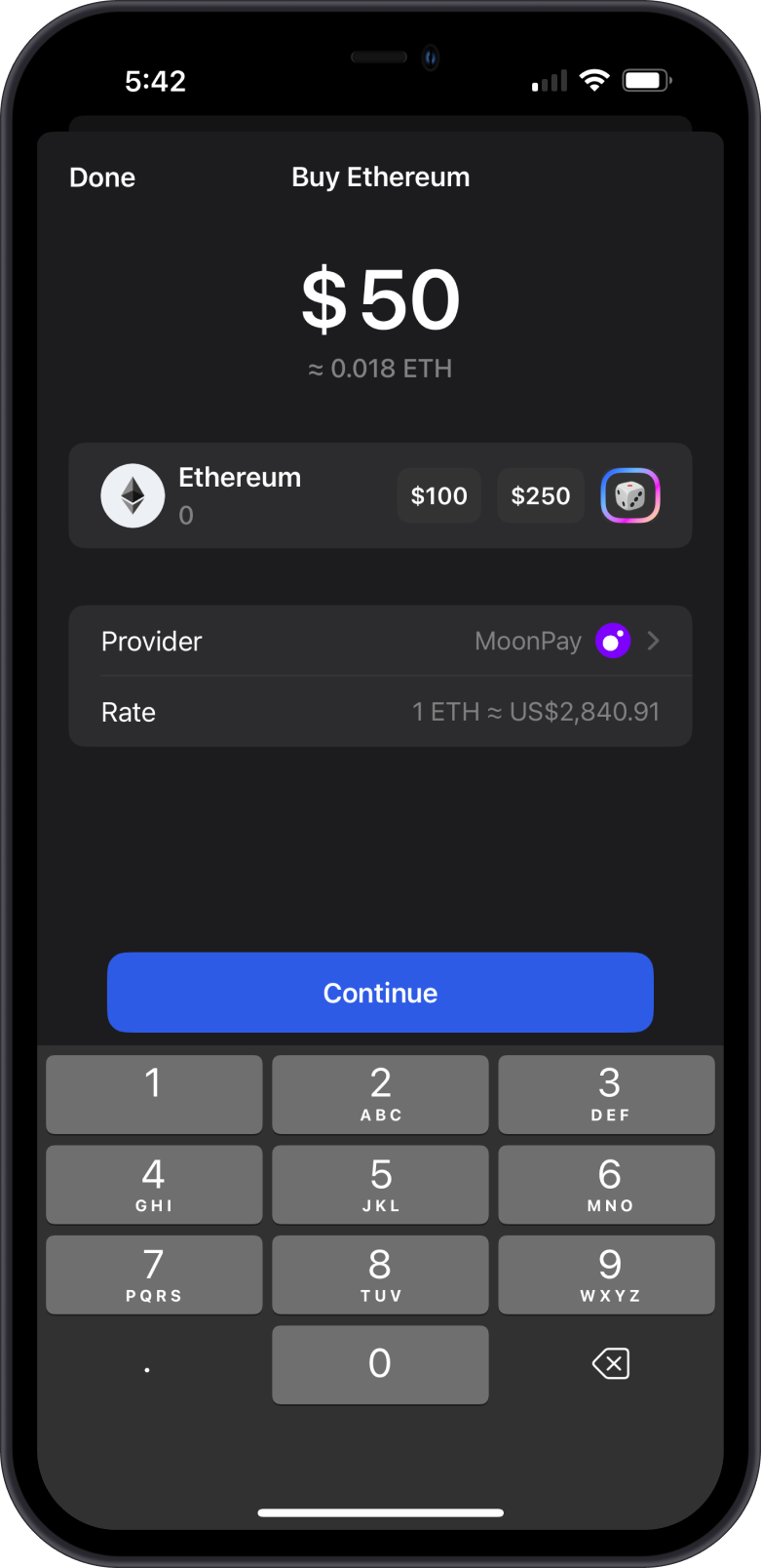 Buy Ethereum on MoonPay