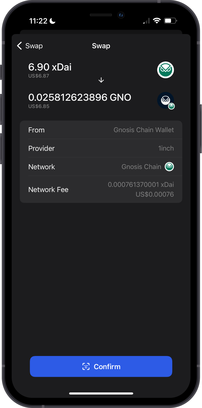 Gnosis Chain Transfer on Gem Wallet