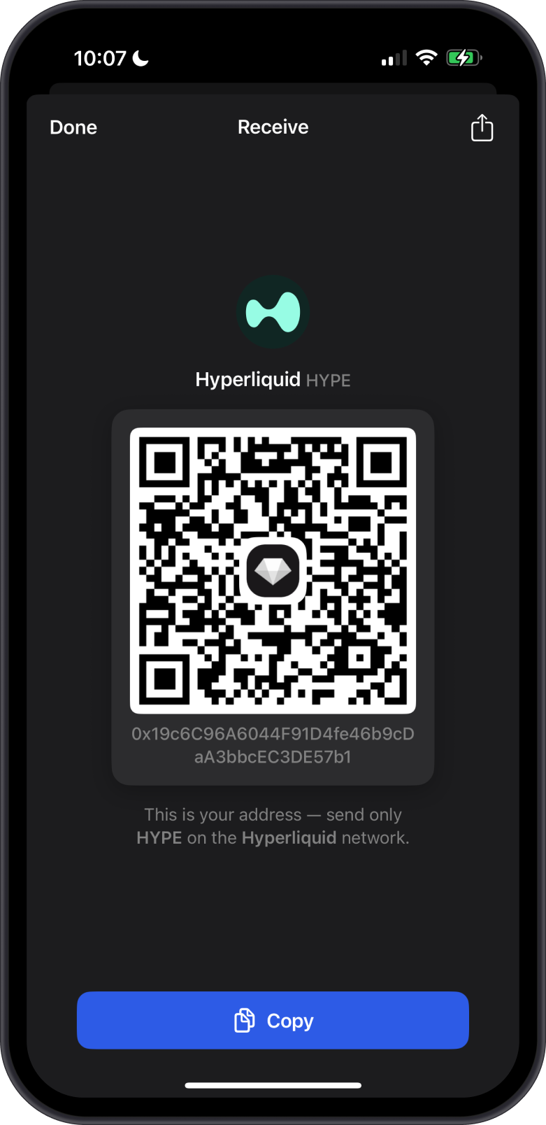 Receive Hyperliquid L1 (HYPE) with Gem Wallet