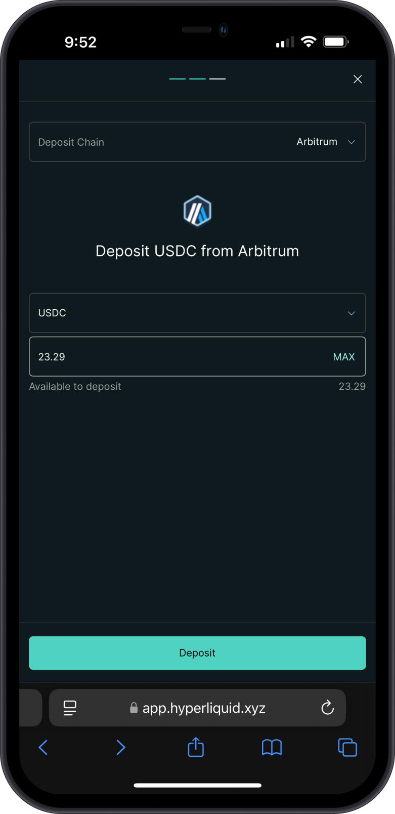 Deposit USDC