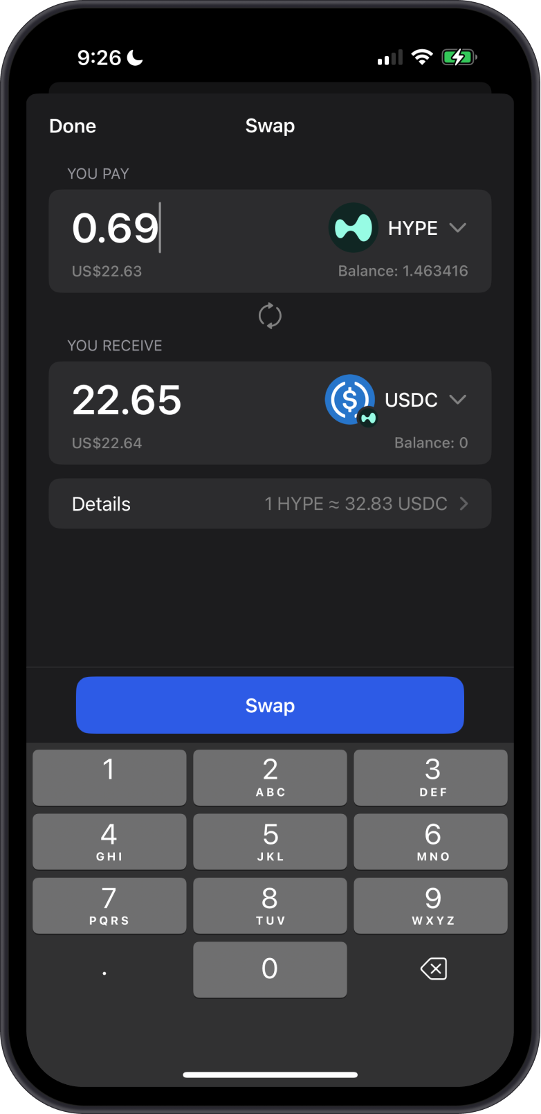 Swap HYPE to HyperEVM ERC20 tokens