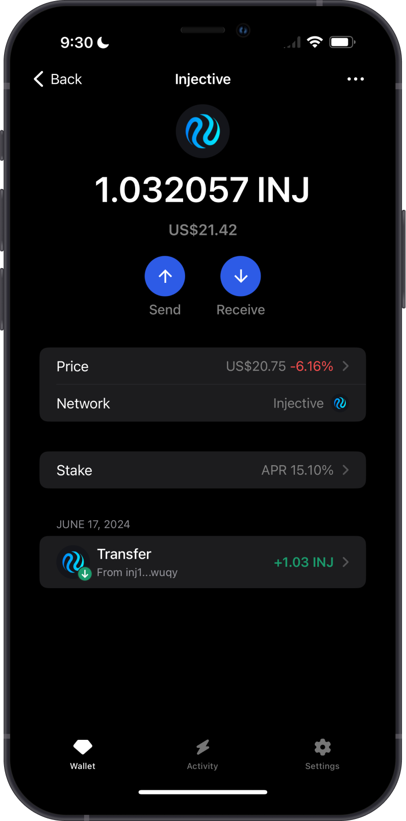 INJ on Gem Wallet