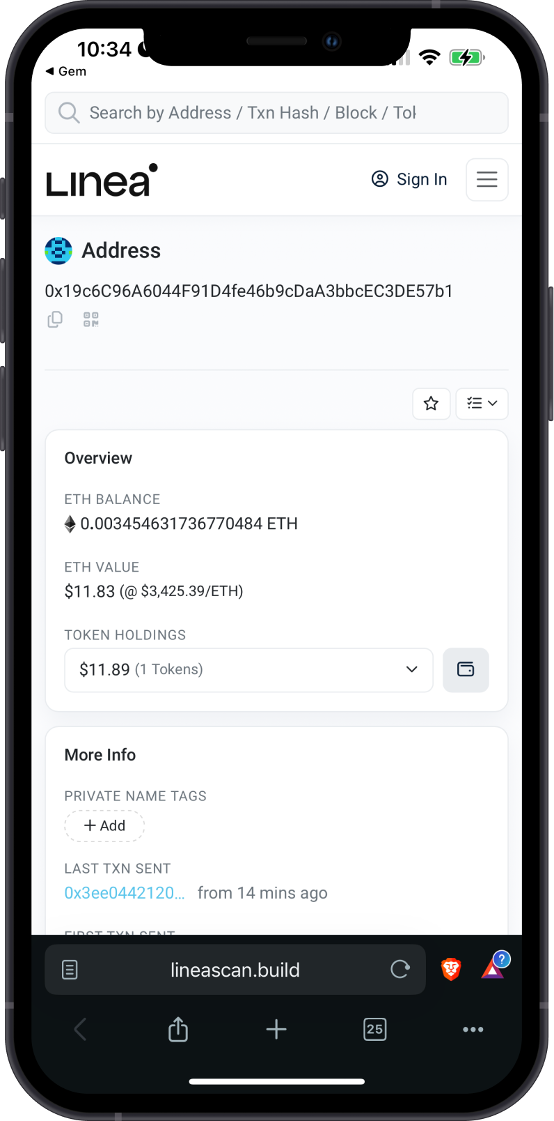 Linea ETH Address on LineaScan 