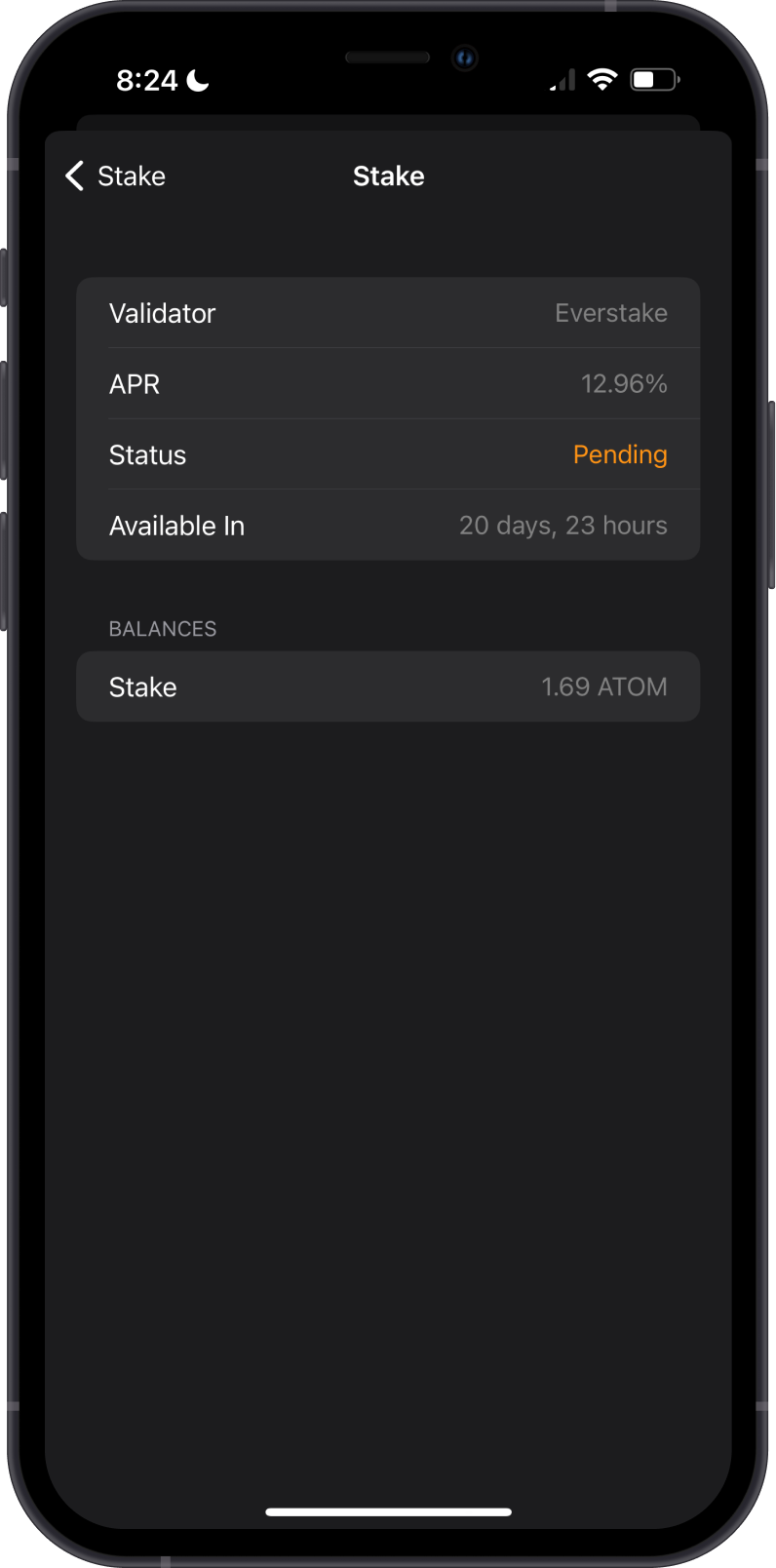 Unstake ATOM Status