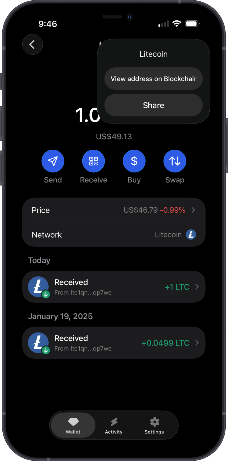 Open Blockchair on Gem Wallet