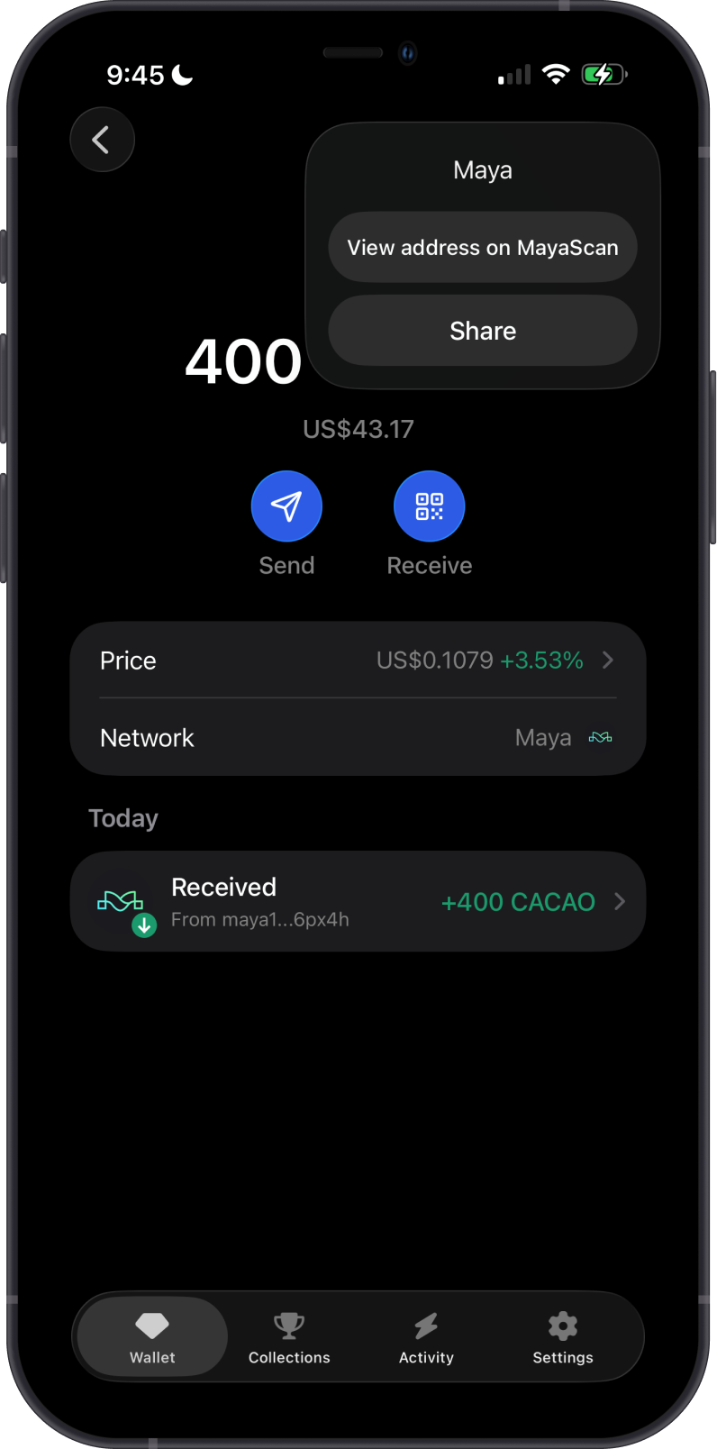 Open MAYAChain Explorer on Gem Wallet