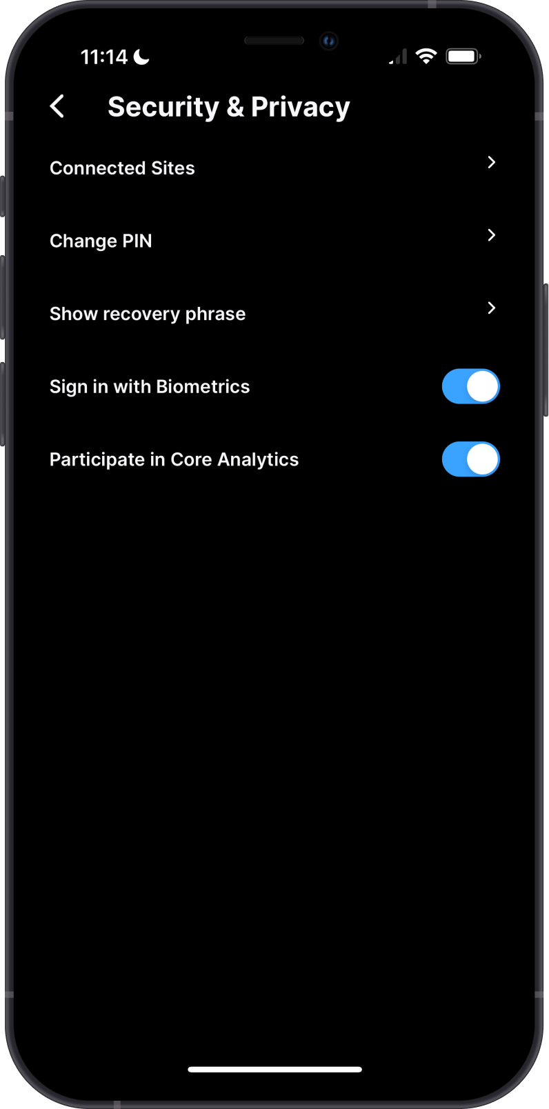 Get Recovery Phrase on Core Wallet